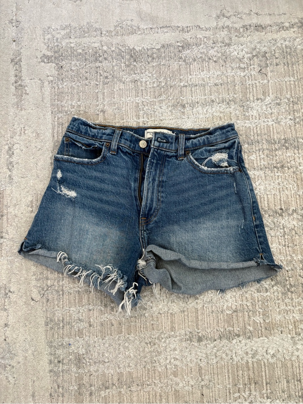 Abercrombie & Fitch Distressed Dark Blue Denim Cutoff Shorts